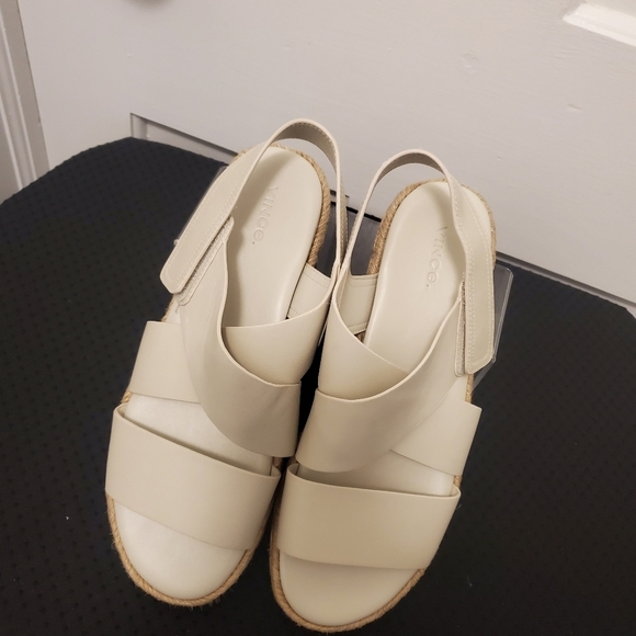 VINCE Tenison Espadrille Sandstone In Color Leather Sandals Size 10M, Stylish - Picture 8 of 11